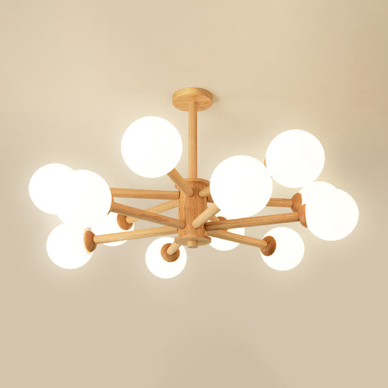 Luce a sospensione Sputnik Color Sputnik in moderna luce del soffitto in legno in stile creativo con tonalità di vetro opale