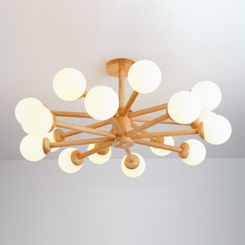 Luce a sospensione Sputnik Color Sputnik in moderna luce del soffitto in legno in stile creativo con tonalità di vetro opale