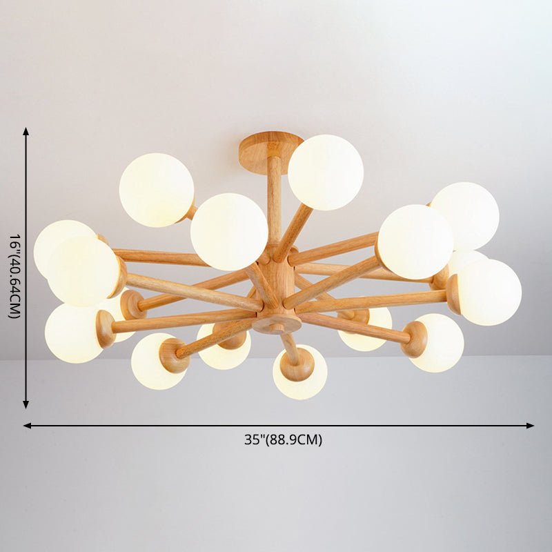 Luce a sospensione Sputnik Color Sputnik in moderna luce del soffitto in legno in stile creativo con tonalità di vetro opale