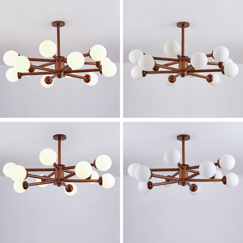 Luce a sospensione Sputnik Color Sputnik in moderna luce del soffitto in legno in stile creativo con tonalità di vetro opale