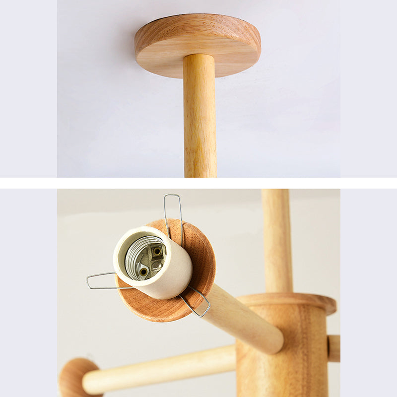 Luce a sospensione Sputnik Color Sputnik in moderna luce del soffitto in legno in stile creativo con tonalità di vetro opale