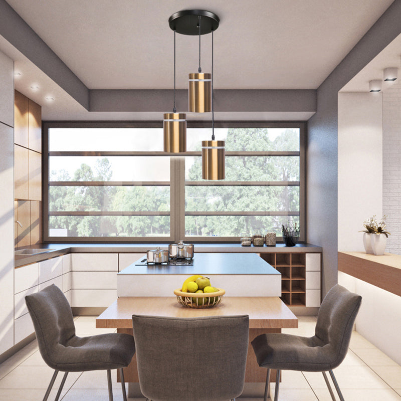 Cilindervorm eetkamer hanger aluminium 1-licht postmodern hangend licht in messing