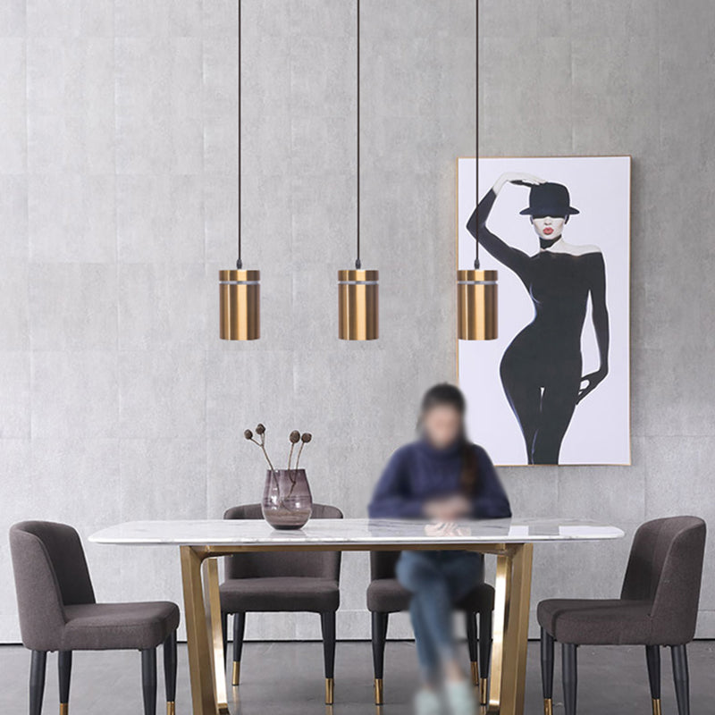 Cilindervorm eetkamer hanger aluminium 1-licht postmodern hangend licht in messing