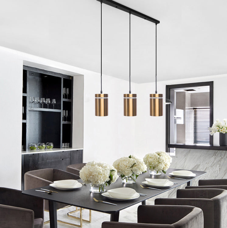 Cilindervorm eetkamer hanger aluminium 1-licht postmodern hangend licht in messing