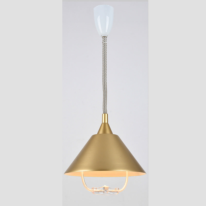 Postmoderne conische schaduw hanger aluminium 1 lamp restaurant Drop Lamp met lentekoord en handvat