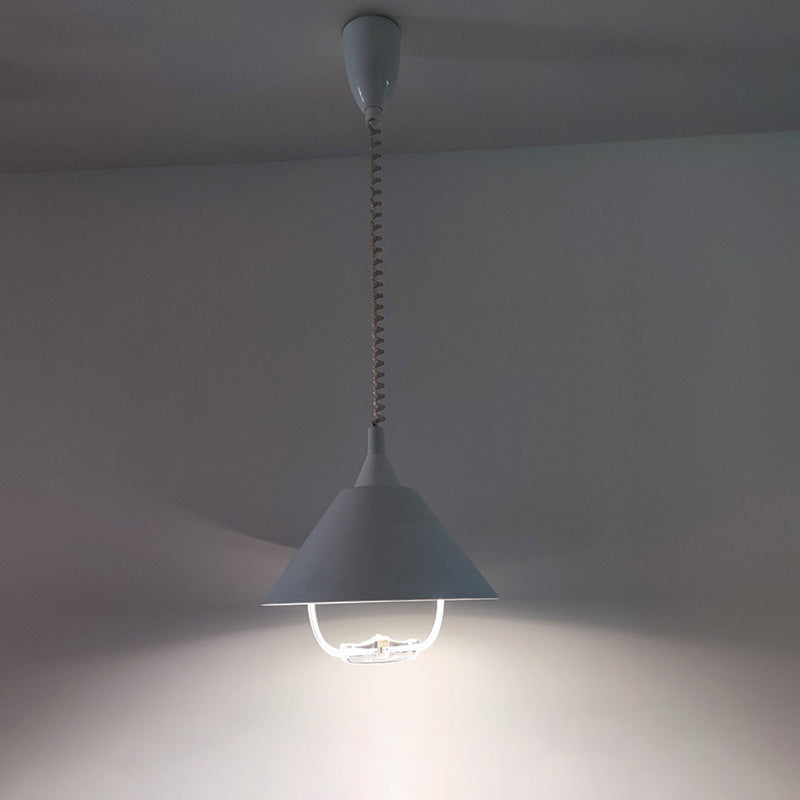 Postmoderne conische schaduw hanger aluminium 1 lamp restaurant Drop Lamp met lentekoord en handvat