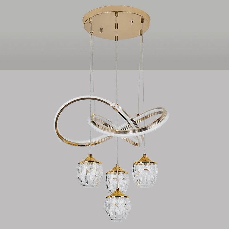 Minimalistische Twist-LED-Anhänger Beleuchtung Kristall 5-Kopf-Esszimmer Suspension Licht
