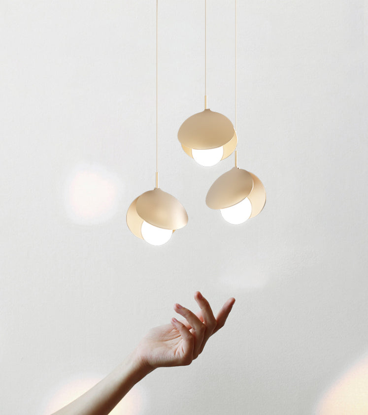 Modern 3-Light Pendant Light Fixture Gold Spherical Hanging Lamp with White Glass Shade