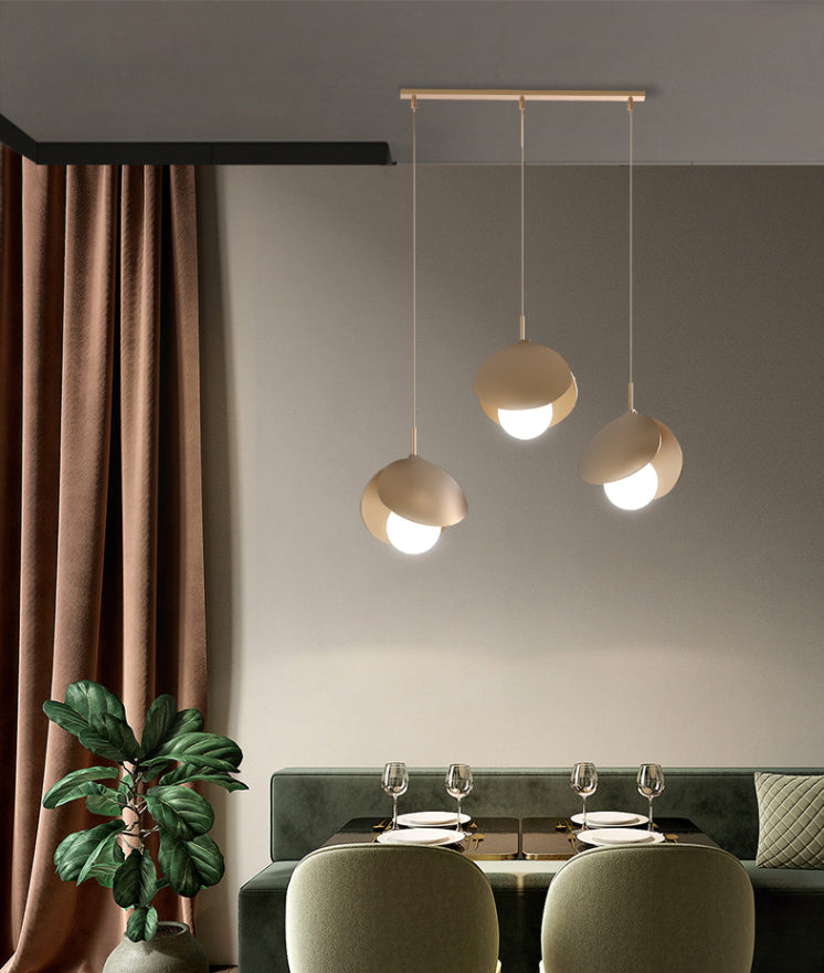 Modern 3-Light Pendant Light Fixture Gold Spherical Hanging Lamp with White Glass Shade