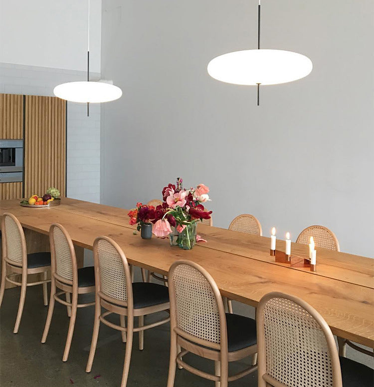 White Flying Saucer Suspension Pendant Simplicity 1 Head Acrylic Hanging Light for Dining Room