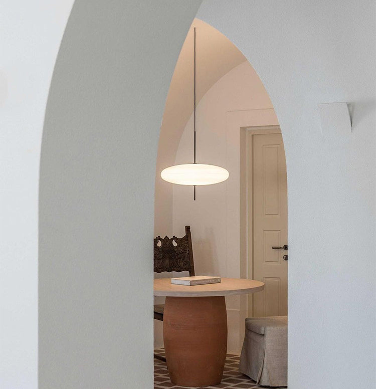 White Flying Saucer Suspension Pendant Simplicity 1 Head Acrylic Hanging Light for Dining Room