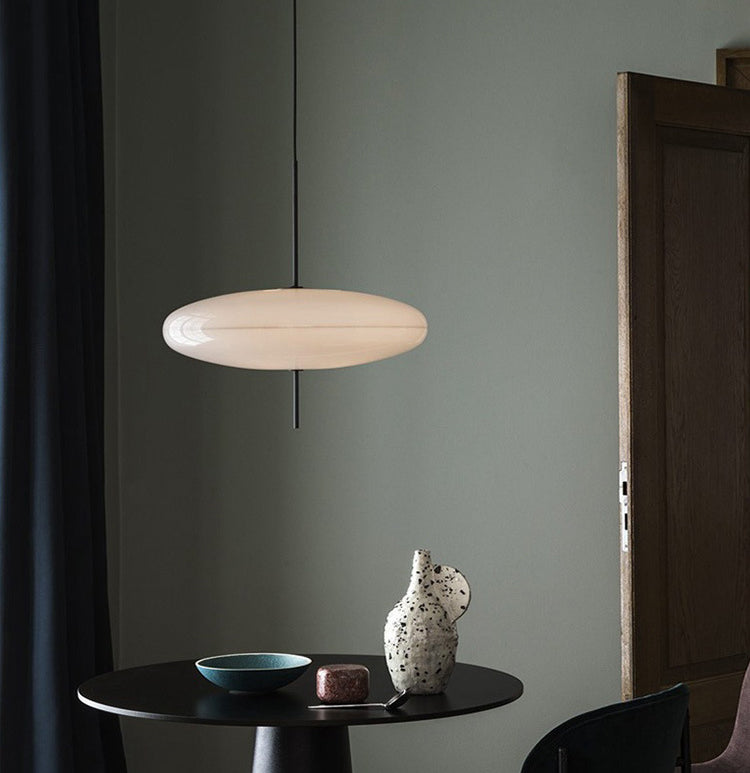 White Flying Saucer Suspension Pendant Simplicity 1 Head Acrylic Hanging Light for Dining Room