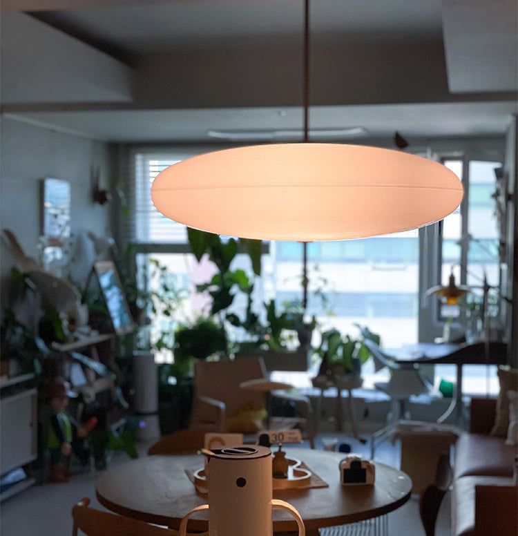 White Flying Saucer Suspension Pendant Simplicity 1 Head Acrylic Hanging Light for Dining Room