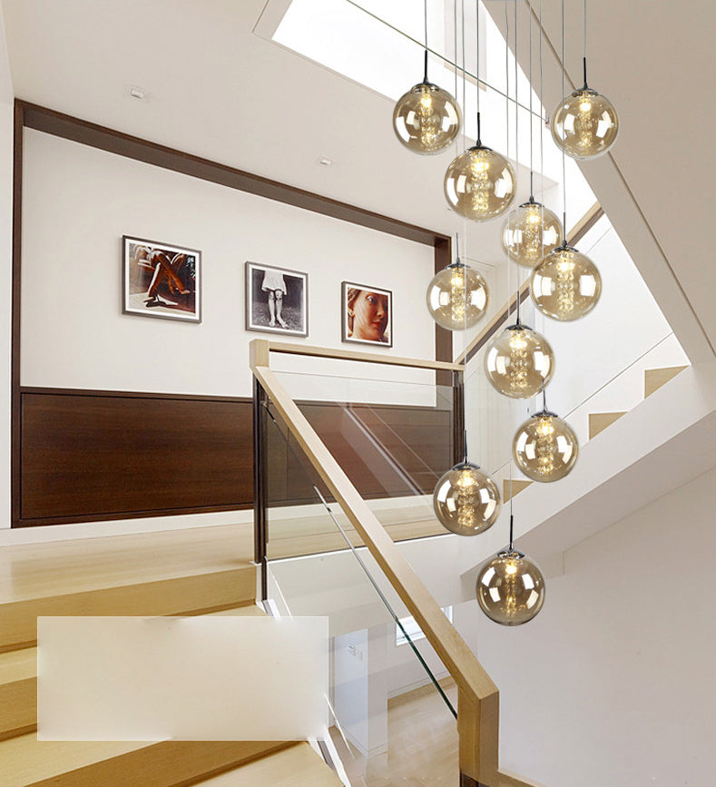 Globe Shape Glass Pendant Lamp Modern Multiple Hanging Light with Beaded Crystals