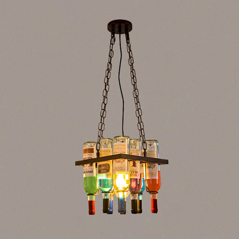 Wine Bottle Glass Chandelier Pendant Light Industrial Bar Chandelier Lighting