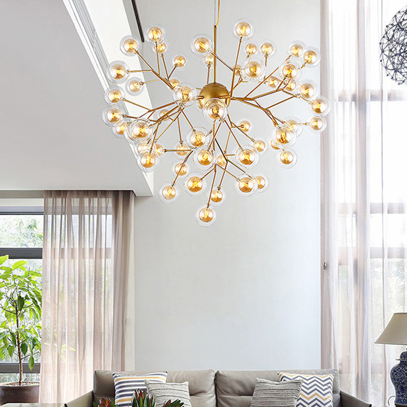 Wrought Iron Firefly Chandelier in Modern Luxury Style Glass Sputnik Pendant Light for Commercial Spaces