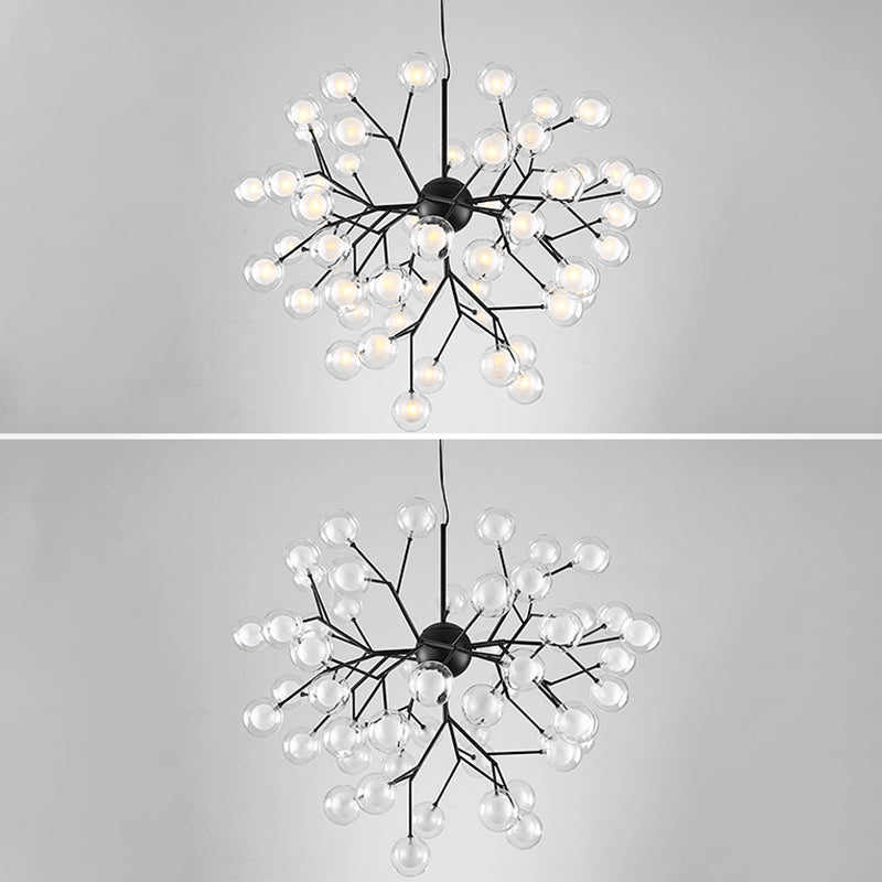 Wrought Iron Firefly Chandelier in Modern Luxury Style Glass Sputnik Pendant Light for Commercial Spaces