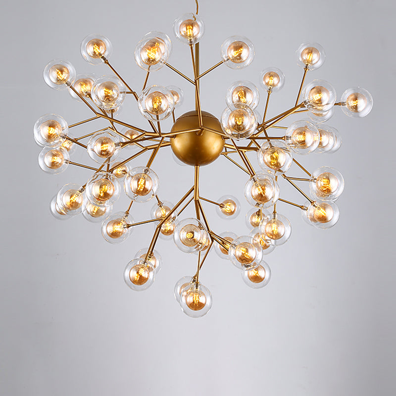 Wrought Iron Firefly Chandelier in Modern Luxury Style Glass Sputnik Pendant Light for Commercial Spaces