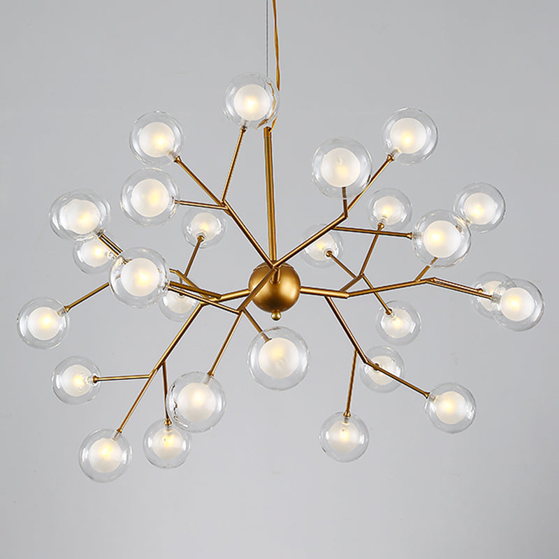 Wrought Iron Firefly Chandelier in Modern Luxury Style Glass Sputnik Pendant Light for Commercial Spaces