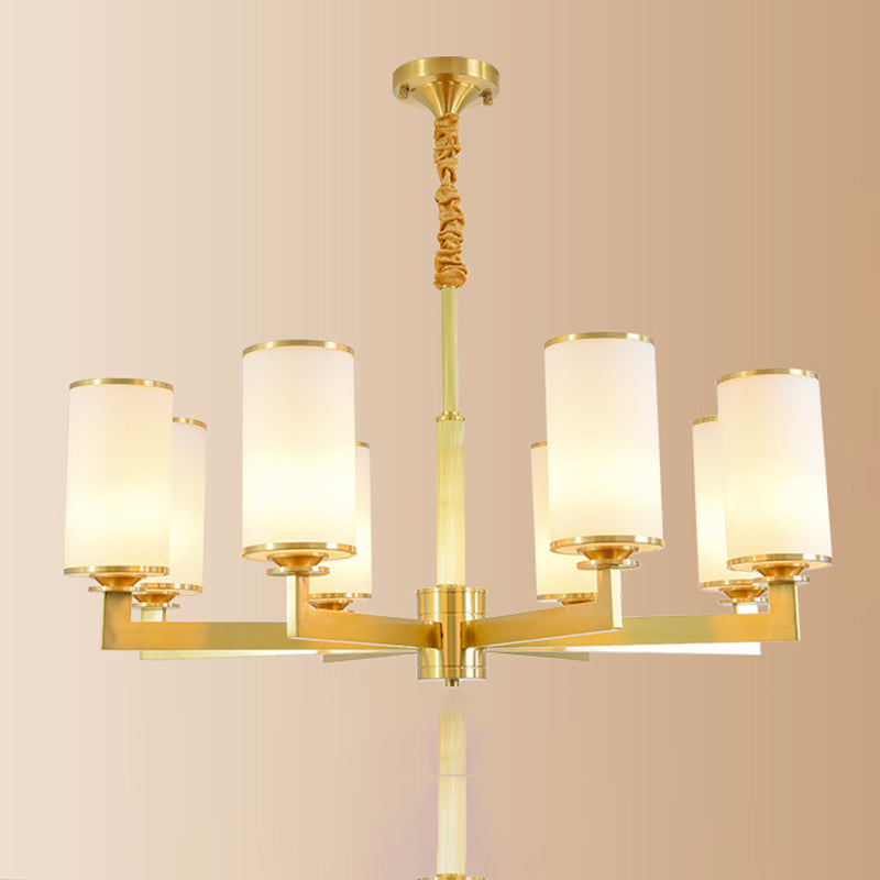 Cylindrical Milk Glass Chandelier Pendant Light Industrial Living Room Chandelier Lighting
