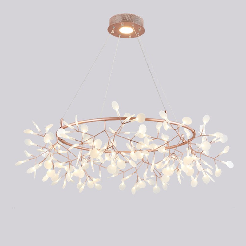 Rose Gold Sputnik Pendant Light in Modern Creative Style Stainless-Steel Firefly Ceiling Light with Acrylic Shade