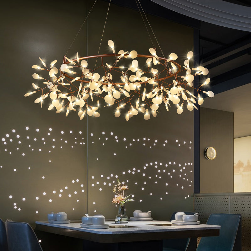 Rose Gold Sputnik Pendant Light in Modern Creative Style Stainless-Steel Firefly Ceiling Light with Acrylic Shade