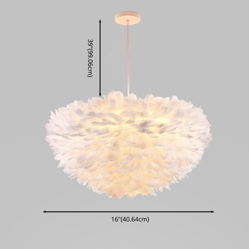 Nordic-Style Shaded Chandelier Pendant Light Feather Bedroom Pendant Lighting Fixture