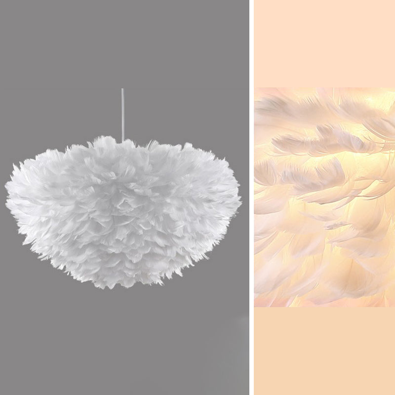 Nordic-Style Shaded Chandelier Pendant Light Feather Bedroom Pendant Lighting Fixture