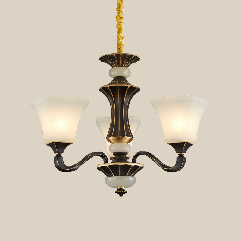 Bell Glass Chandelier Hanging Light Fixture Antique Living Room Chandelier Light Fixtures