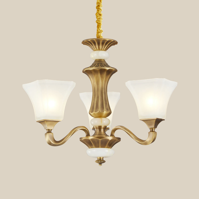 Bell Glass Chandelier Hanging Light Fixture Antique Living Room Chandelier Light Fixtures