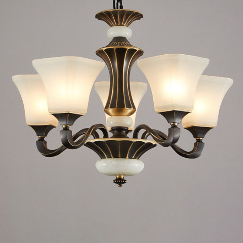 Bell Glass Chandelier Hanging Light Fixture Antique Living Room Chandelier Light Fixtures