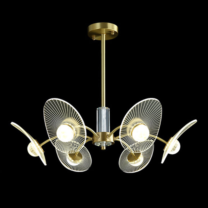 Minimalist Shaded Pendant Chandelier Metal Dinning Room LED Suspension Light in Gold