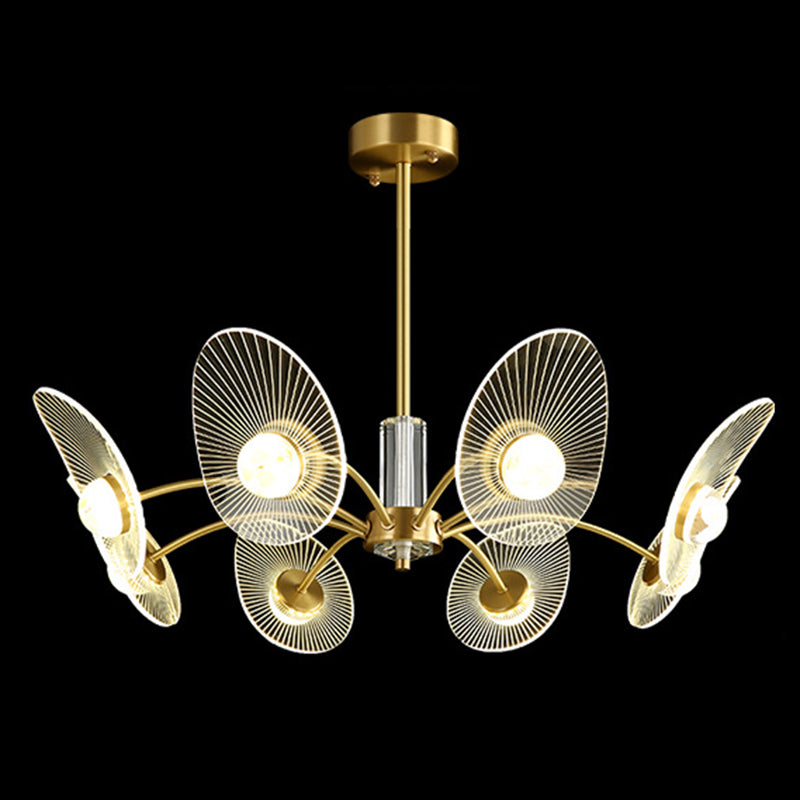 Minimalist Shaded Pendant Chandelier Metal Dinning Room LED Suspension Light in Gold