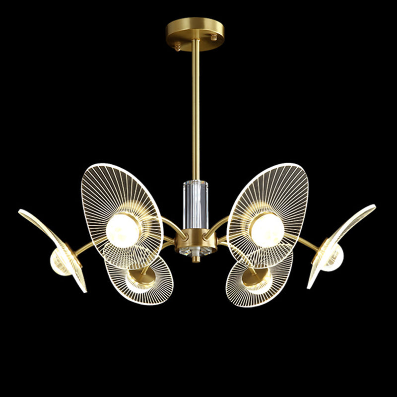 Minimalist Shaded Pendant Chandelier Metal Dinning Room LED Suspension Light in Gold