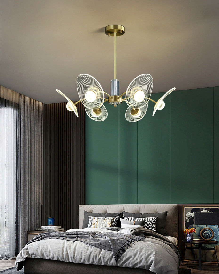 Minimalist Shaded Pendant Chandelier Metal Dinning Room LED Suspension Light in Gold