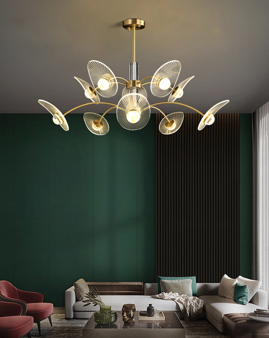 Minimalist Shaded Pendant Chandelier Metal Dinning Room LED Suspension Light in Gold