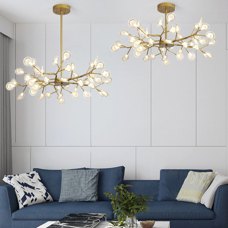 Luz colgante de luciérnaga de hierro forjado en simplicidad moderna Sputnik lámpara colgante ajustable para sala de estar