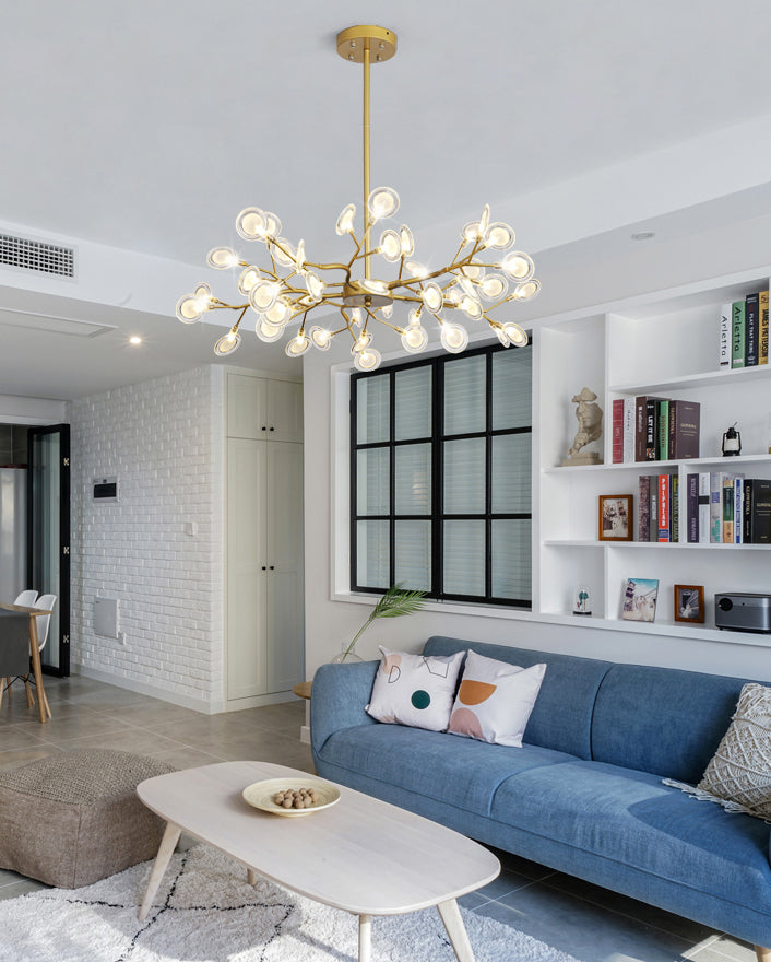 Wrought Iron Firefly Pendant Light in Modern Simplicity Sputnik Adjustable Hanging Lamp for Living Room