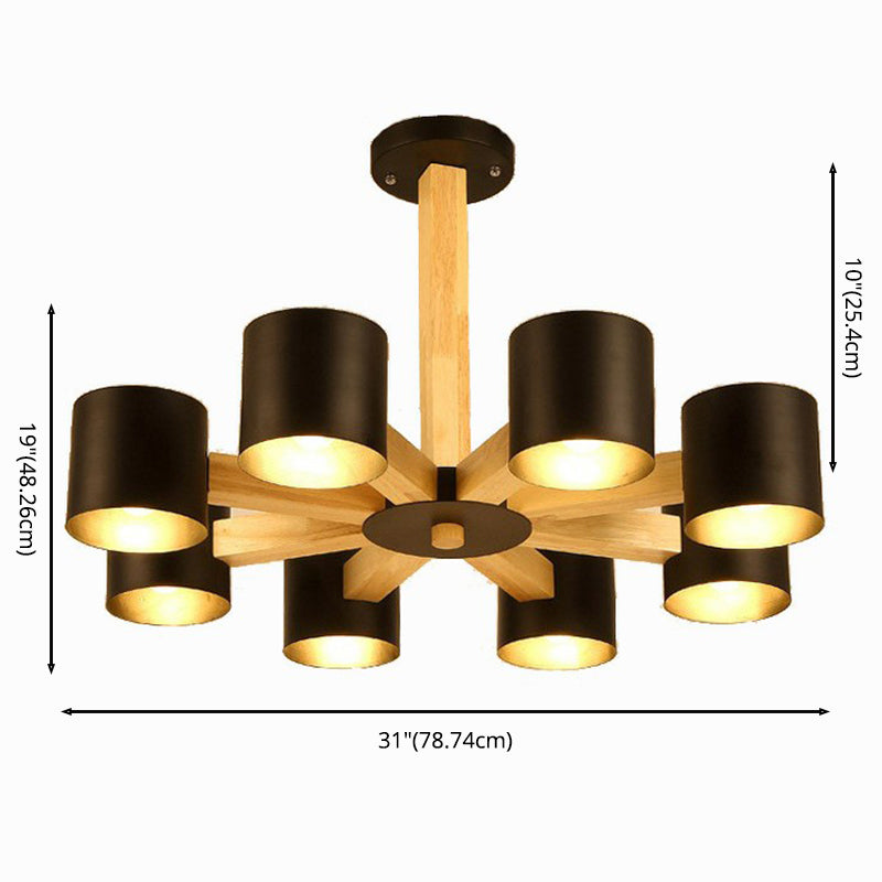 Metal Cylinder Chandelier Pendant Light Simple Style Pendant Chandelier for Living Room