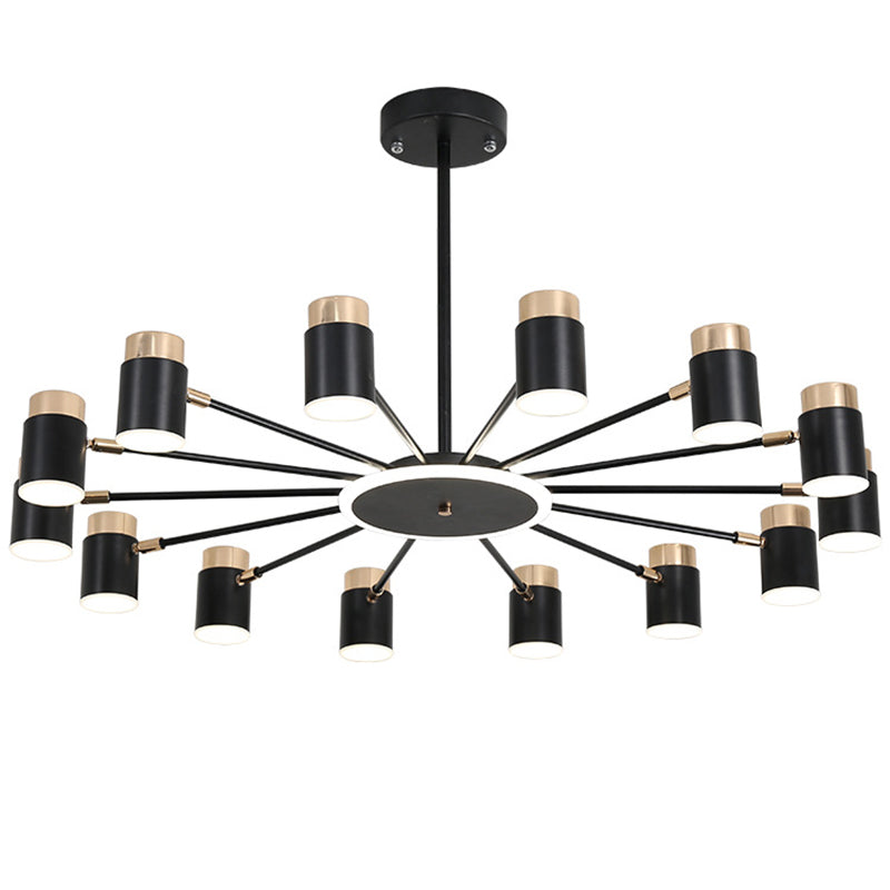 Metal Starburst Chandelier Pendant Light Minimalist Style LED Hanging Light Fixture in Black