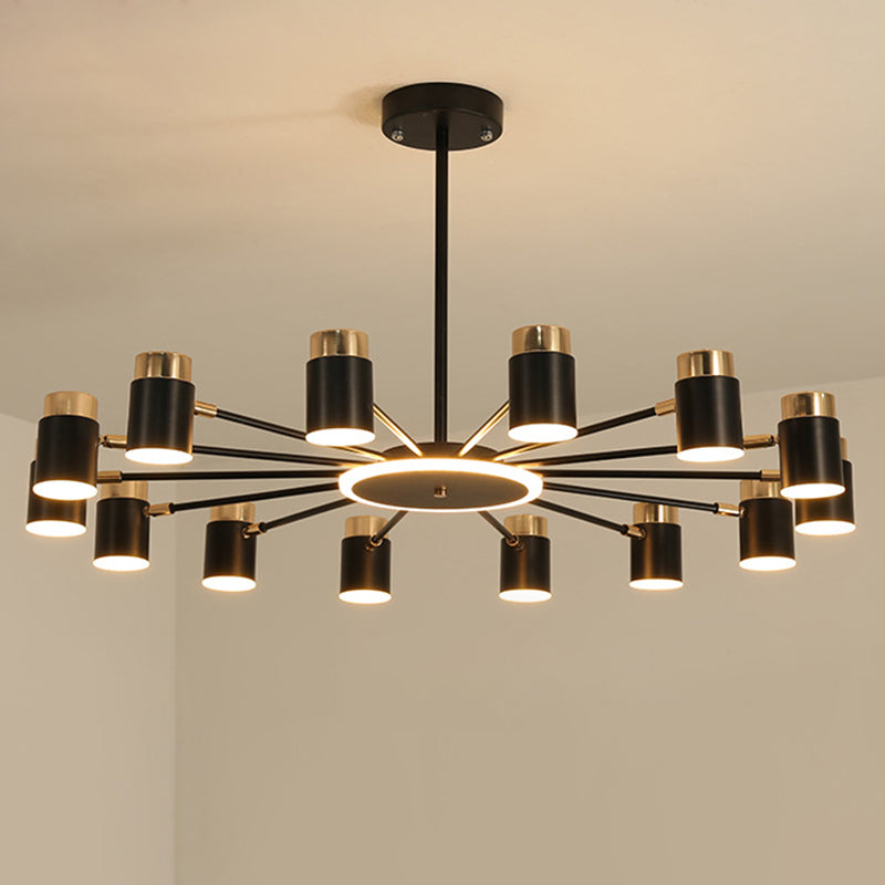 Metal Starburst Chandelier Pendant Light Minimalist Style LED Hanging Light Fixture in Black