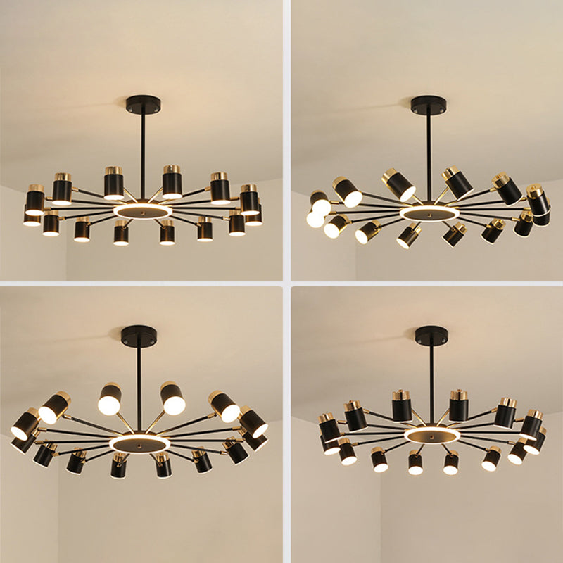 Metalen starburst kroonluchter hanger licht licht minimalistische stijl led hangende lamp in zwart