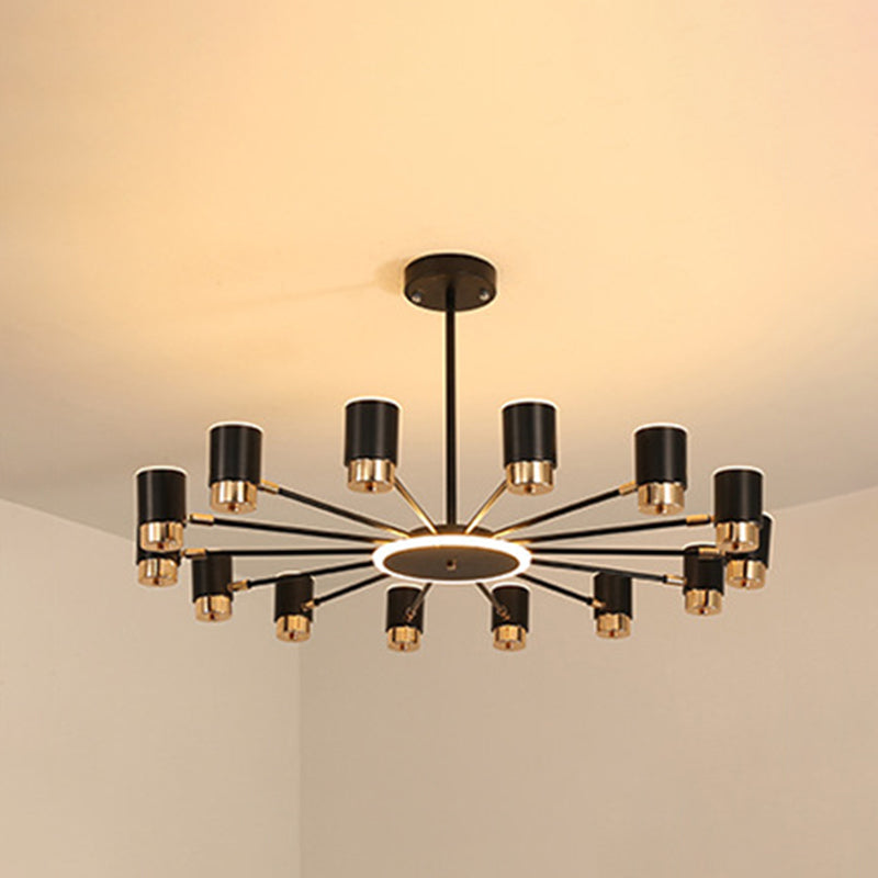 Metal Starburst Chandelier Pendant Light Minimalist Style LED Hanging Light Fixture in Black