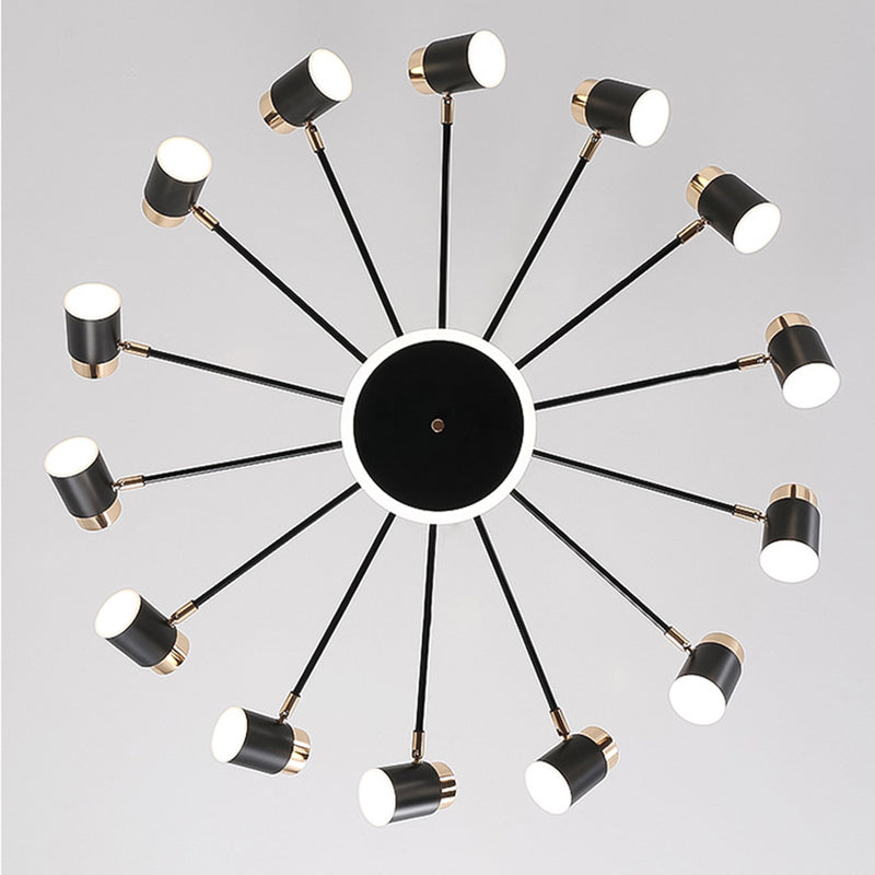Metal Starburst Chandelier Pendant Light Minimalist Style LED Hanging Light Fixture in Black