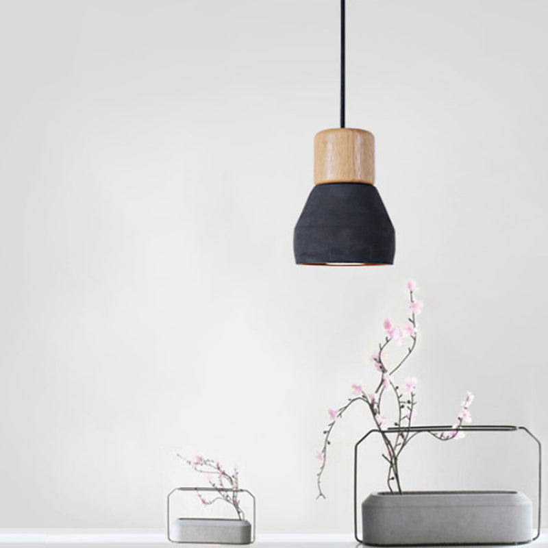 Modern Minimalist Style Tapered Suspension Pendant Light  1 Light Pendant Ceiling Light with Cement Shade
