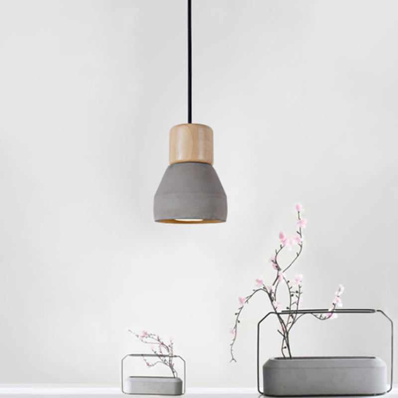 Modern Minimalist Style Tapered Suspension Pendant Light  1 Light Pendant Ceiling Light with Cement Shade