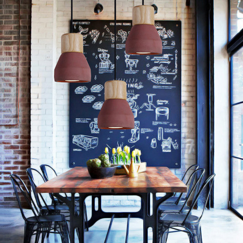 Modern Minimalist Style Tapered Suspension Pendant Light  1 Light Pendant Ceiling Light with Cement Shade