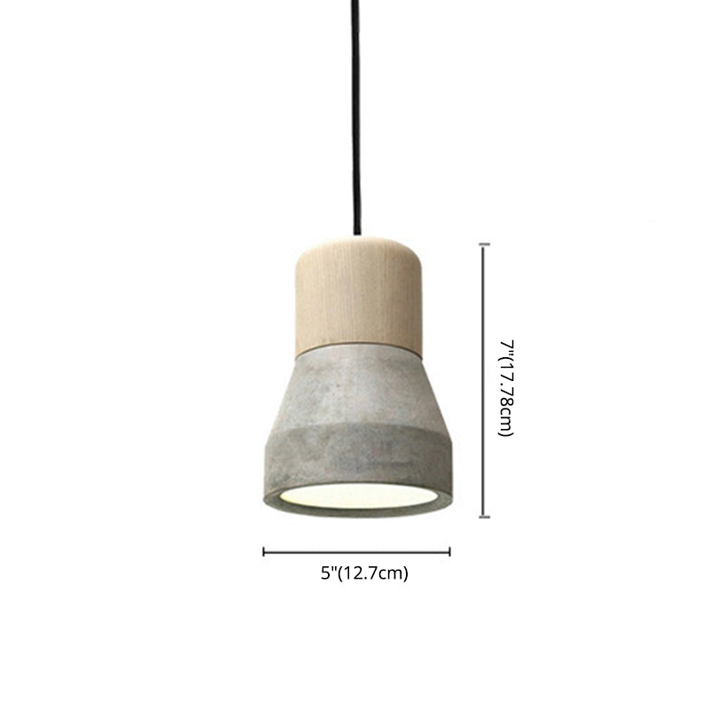 Modern Minimalist Style Tapered Suspension Pendant Light  1 Light Pendant Ceiling Light with Cement Shade