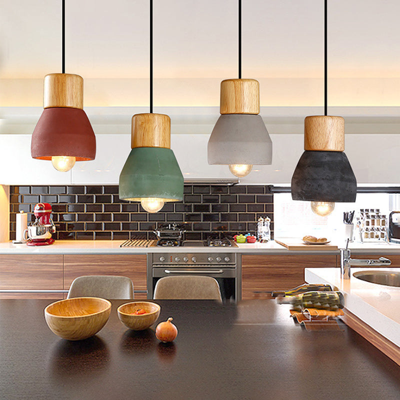 Moderne minimalistische stijl taps toelopende hanglampen 1 lichte hanglamp plafondlicht met cementschaduw