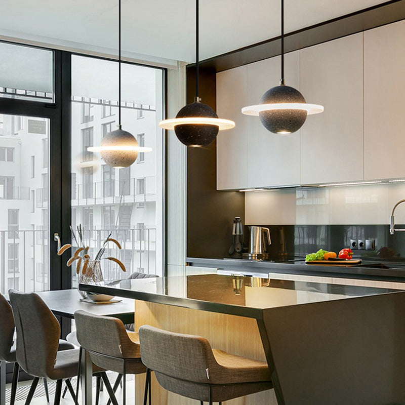 Globe Hanging Pendant Lights Modern Minimalist Style Pendant Ceiling Light with Cement Shade